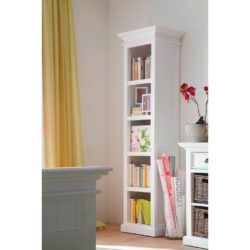 Halifax Classic White Tall Slim Bookcase in Mahogany Wood