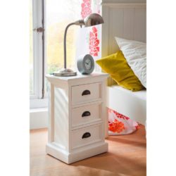 Halifax Classic White Bedside Cabinet with 3 Drawers
