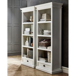 Halifax Classic Tall White Bookcase with Base Drawer and 4 Shelves