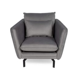 Spigoli Modern Grey Armchair in Steel Grey Velvet