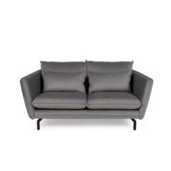 Spigoli Modern Velvet 2 Seater Sofa in Steel Grey