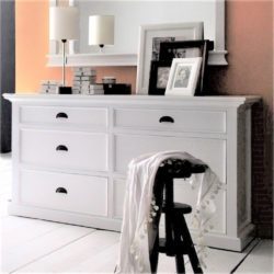 Halifax Large White Chest of Drawers Sideboard in Mahogany Wood