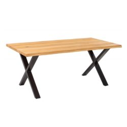 Gabby Rustic Solid Oak Dining Table with Black Crossed Legs - Choice of Sizes