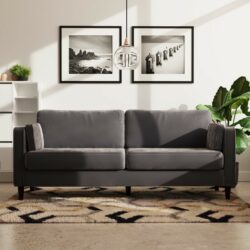 Michegan Luxury Modern 3 Seater Dark Grey Velvet Sofa