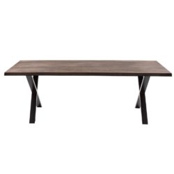 Gabby Rustic Solid Dark Oak Dining Table with Black Crossed Legs - Choice of Sizes