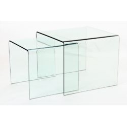 Ancher Contemporary Clear Glass Nest of 2 Tables