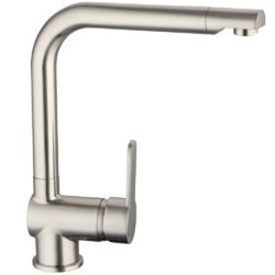 Modern Silver Kitchen Sink Mixer Tap - Brushed Satin Silver or Polished Silver Options