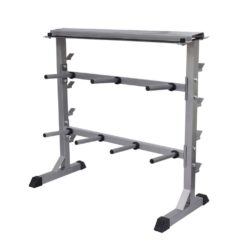 Barbell and Dumbbell Rack in Grey Steel