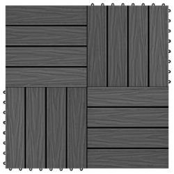 Black Wood Effect Garden Decking Tiles Set - 1 Square Metre Coverage