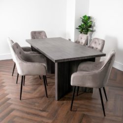 Sunderland Modern Large Dining Set with Chunky Grey Oak Dining Table and 6 Chairs