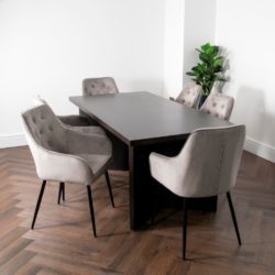Sunderland Modern Large Dining Set with Chunky Dark Wood Dining Table and 6 Chairs