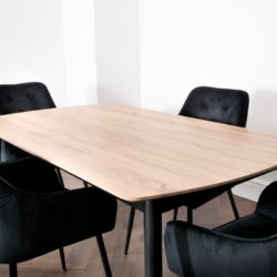 Wakefield Modern Extending Dining Set with Light Oak Table and 6 Black Chairs