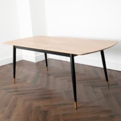 Wakefield Modern Extending Light Oak Wood Dining Table with Gold Dipped Feet