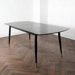 Wakefield Modern Extending Dark Wood Dining Table with Gold Dipped Feet