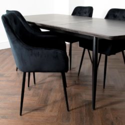 Doncaster Dining Set with Extending Grey Oak Dining Table and 6 Black Chairs