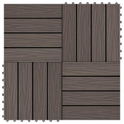 Dark Wood Effect Garden Decking Tiles Set - 1 Square Metre Coverage