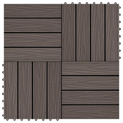 Dark Wood Effect Garden Decking Tiles Set - 1 Square Metre Coverage