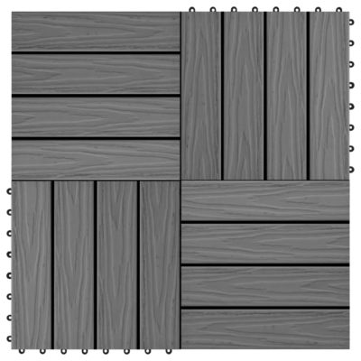 Grey Wood Effect Garden Decking Tiles Set - 1 Square Metre Coverage