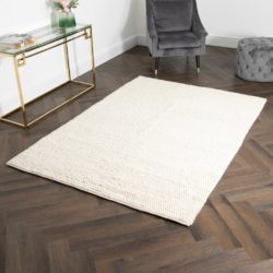 Harrogate Hand Woven Cream Rug with Bobble Design - Choice of Sizes