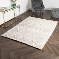 Barnsley Hand Woven Natural Cream Rug with Diamond Pattern - Choice of Sizes