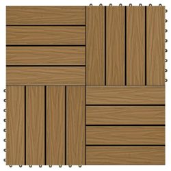 Teak Wood Effect Garden Decking Tiles Set - 1 Square Metre Coverage