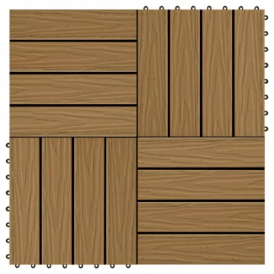 Teak Wood Effect Garden Decking Tiles Set - 1 Square Metre Coverage