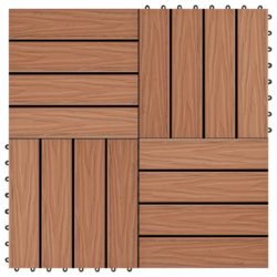 Warm Brown Wood Effect Garden Decking Tiles Set - 1 Square Metre Coverage