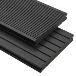 Solid Wood Effect Black Decking Kit with Boards & Accessories - Choice of Sizes