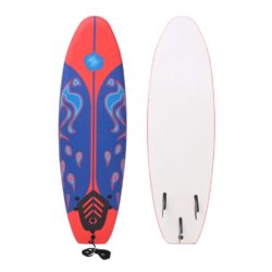 Blue & Red Beginner Surfboard with Leash 170cm
