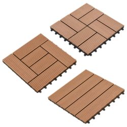 Patterned Warm Brown Decking Tiles Set - Choice of Designs & Quantities