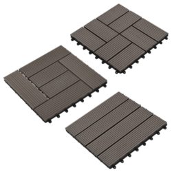 Patterned Dark Brown Decking Tiles Set - Choice of Designs & Quantities