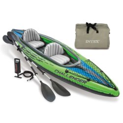 Green Two Person Inflatable Kayak with Oars & Pump - Intex Challenger K2