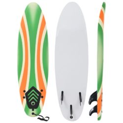 Green & Orange Beginner Surfboard with Leash 170cm