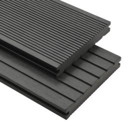 Solid Wood Effect Dark Grey Decking Kit with Boards & Accessories - Choice of Sizes