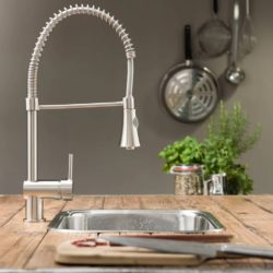 Modern Silver Pull Out Kitchen Sink Mixer Tap - Stainless Steel or Chrome Options