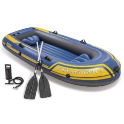 Blue Inflatable Boat Dinghy with Oars & Pump - Intex Challenger 3