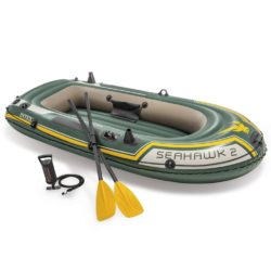 Green Inflatable Boat Dinghy with Oars & Pump - Intex Seahawk 2