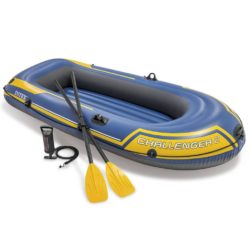 Blue Inflatable Boat Dinghy for 2 People with Oars & Pump - Intex Challenger 2