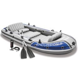 Large Family Inflatable Boat Dinghy for 5 people with Oars & Pump - Intex Excursion 5