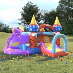 Kids Inflatable Bouncy Castle with Slide, Ball Pit and Air Pump