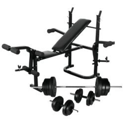 Folding Weights Bench with Weight Rack, Barbell Set & Dumbbell Set 60.5kg