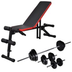 Adjustable Weights Sit Up Bench with Barbell Set & Dumbbell Set 30.5kg
