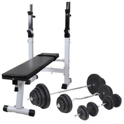 Weightlifting Set with Weight Bench, Weight Rack, Barbell Set & Dumbbell Set 120kg