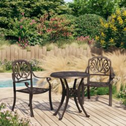Cast Metal Garden Bistro Set with Small Table and 2 Chairs - Choice of Colours