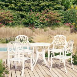 Ornate Cast Metal Garden Set with Small Table and 4 Chairs - Choice of Colours