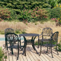 Cast Metal Garden Bistro Set with Large Table and 4 Chairs - Choice of Colours