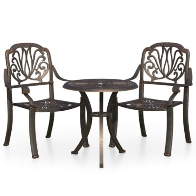 Cast Metal Garden Bistro Set for 2 People with Scroll Design - Choice of Colours