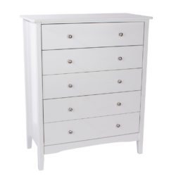 Bedford White Chest of 5 Drawers
