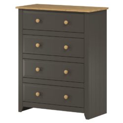 Cali Dark Grey Chest of 4 Drawers with Solid Wood Top