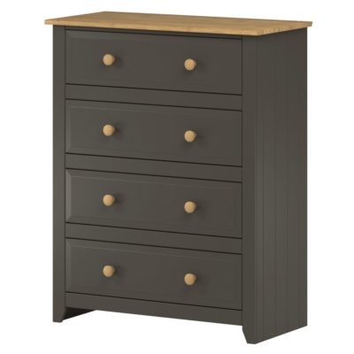 Cali Dark Grey Chest of 4 Drawers with Solid Wood Top